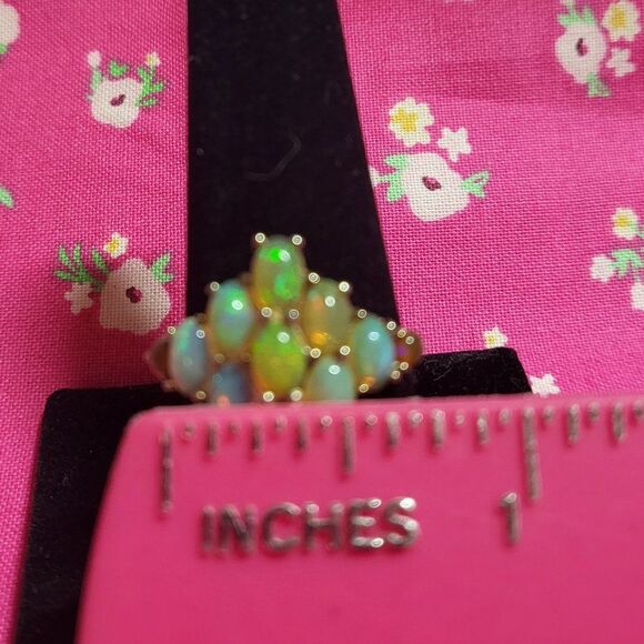 Ethiopian Welo Opal Sterling Silver Cluster Ring - Picture 6 of 7